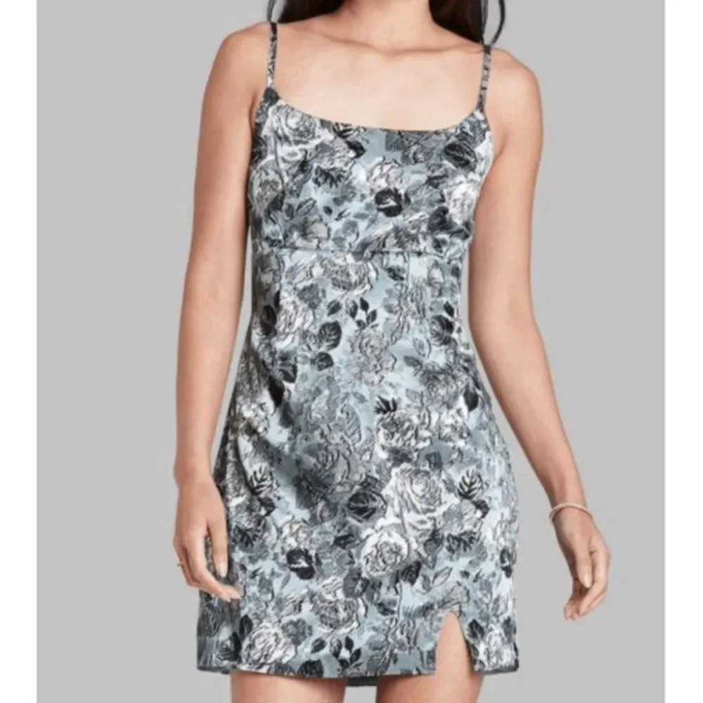 Wild Fable Women's Olive Green Side Slit Slip Mini Dress Size S‎